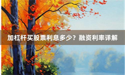 加杠杆买股票利息多少？融资利率详解